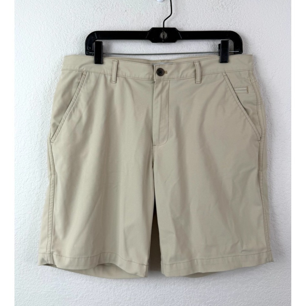 Hickey Freeman Golf‎ Shorts Men's 33 Khaki Beige Flat Front Casual Chino Bottoms